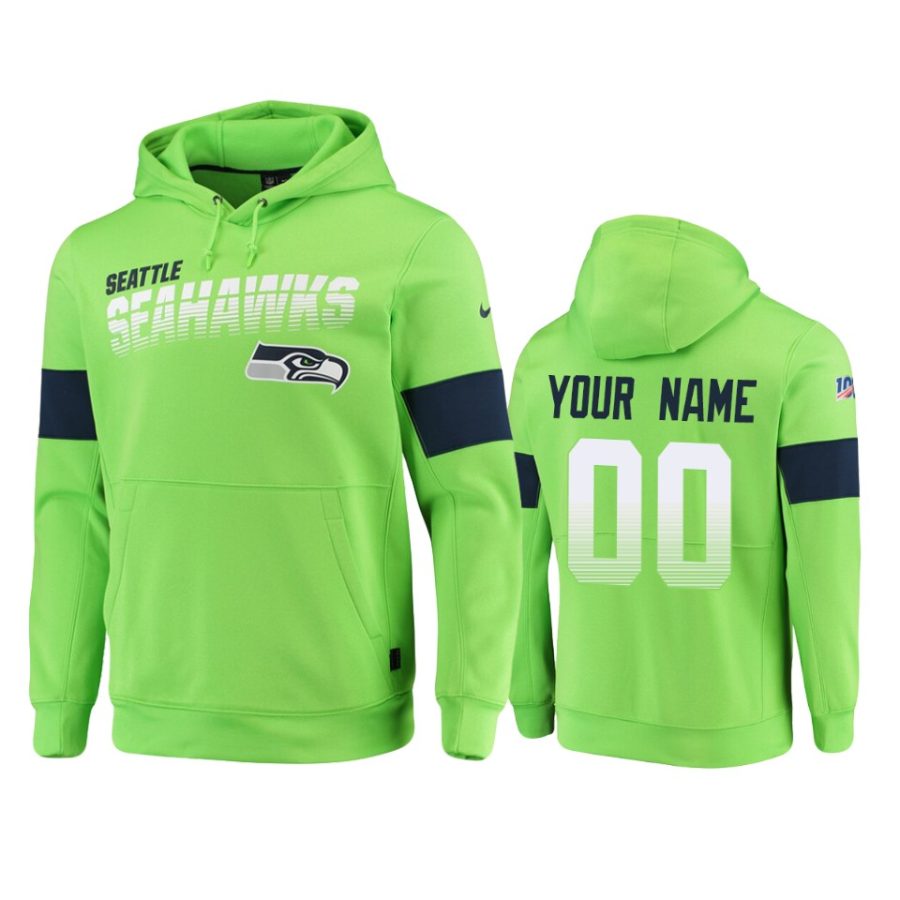 seahawks custom neon green sideline team logo 100th season hoodie