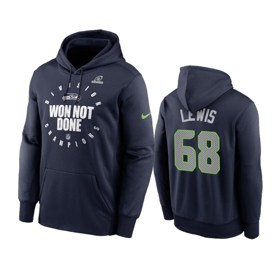 seahawks damien lewis navy 2020 nfc west division champions hoodie