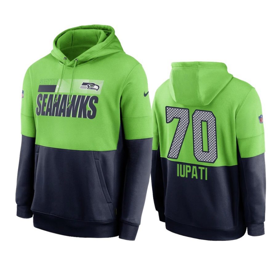 seahawks mike iupati green navy sideline impact lockup hoodie