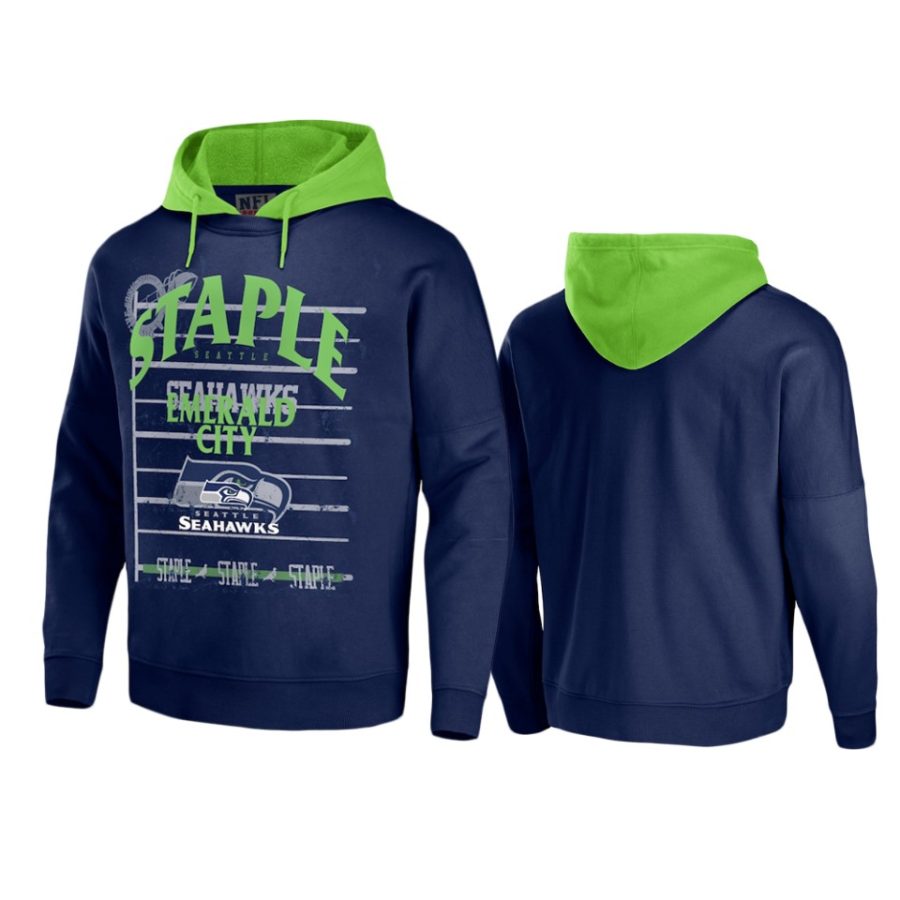 seahawks navy staple throwback vintage wash hoodie