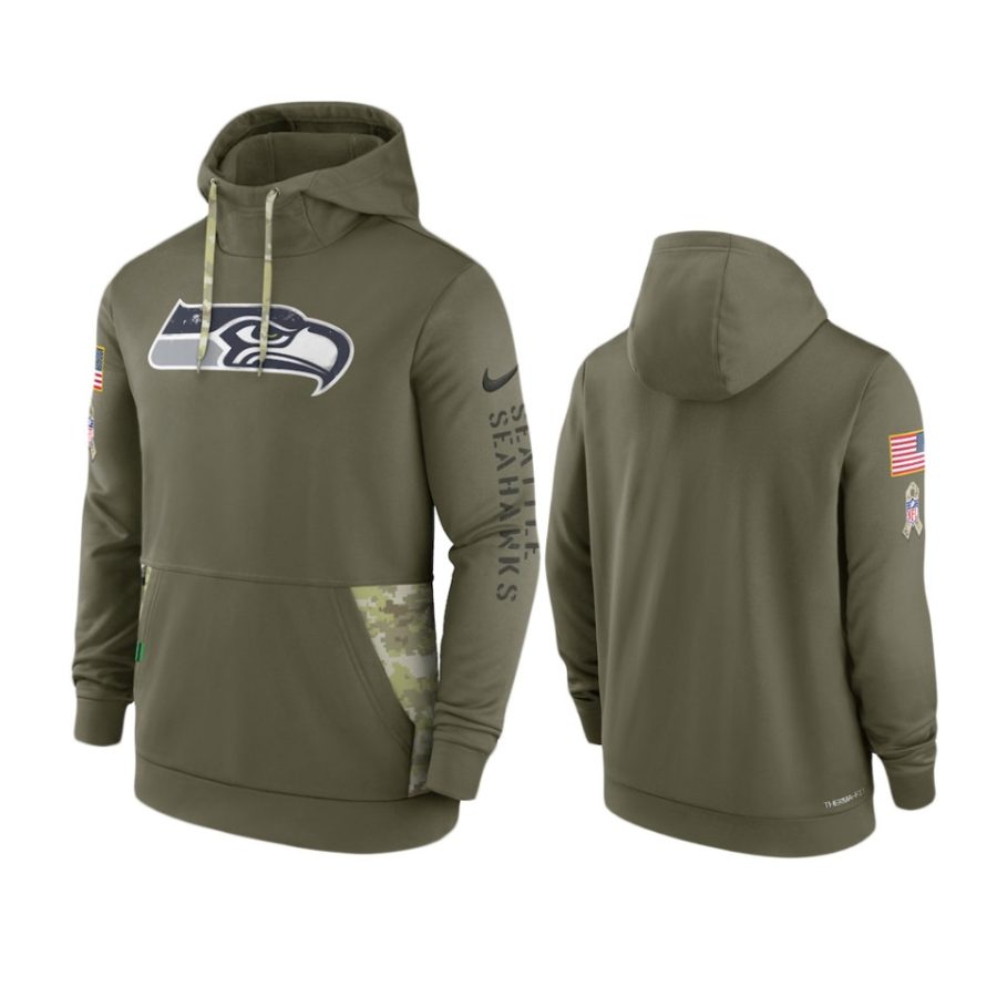 seahawks olive 2022 salute to service therma hoodie