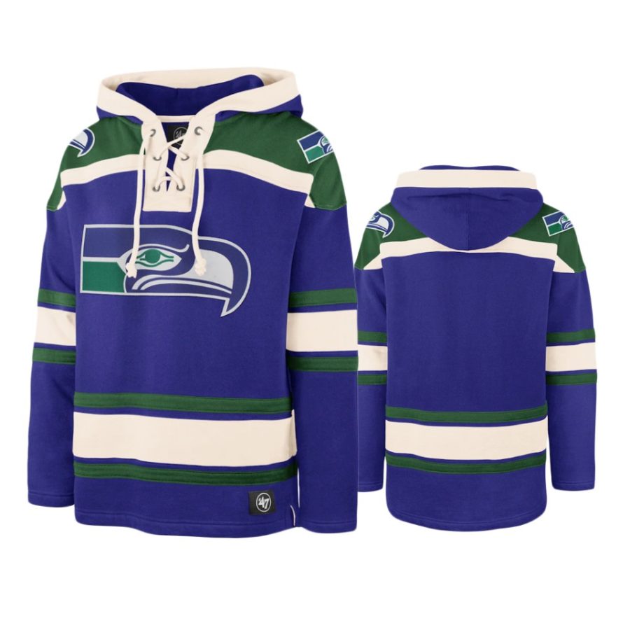 seahawks royal kelly green lacer v neck pullover hoodie