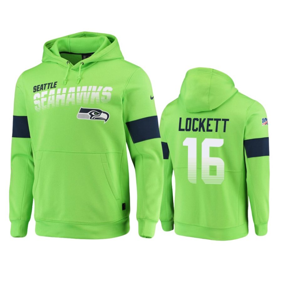 seahawks tyler lockett neon green sideline team logo 100th season hoodie