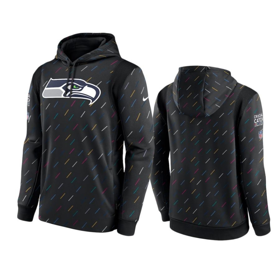 seattle seahawks charcoal 2021 nfl crucial catch therma pullover hoodie