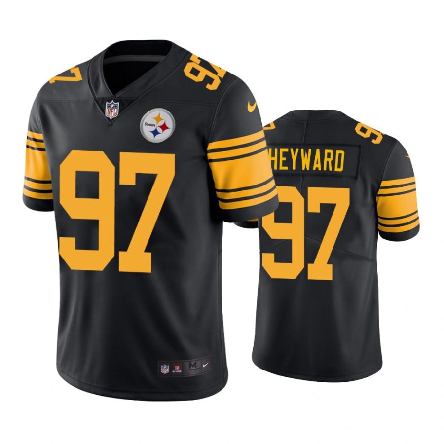 steelers 97 cameron heyward black color rush limited jersey