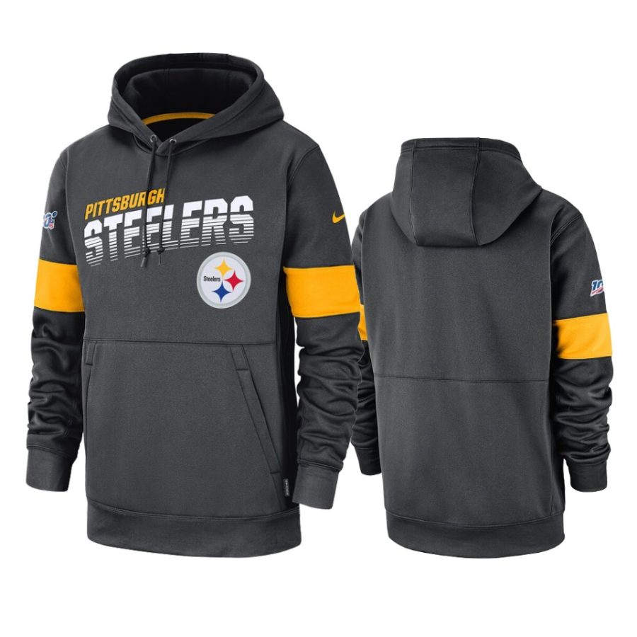 steelers anthracite 100th season sideline team logo hoodie