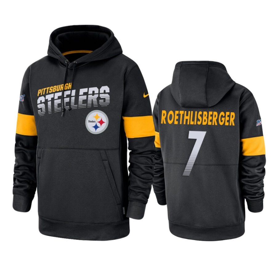 steelers ben roethlisberger black sideline team logo 100th season hoodie