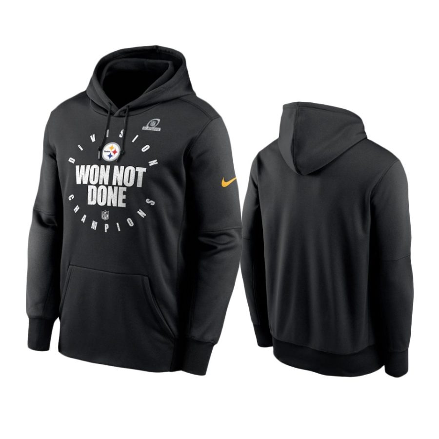 steelers black 2020 afc north division champions trophy hoodie