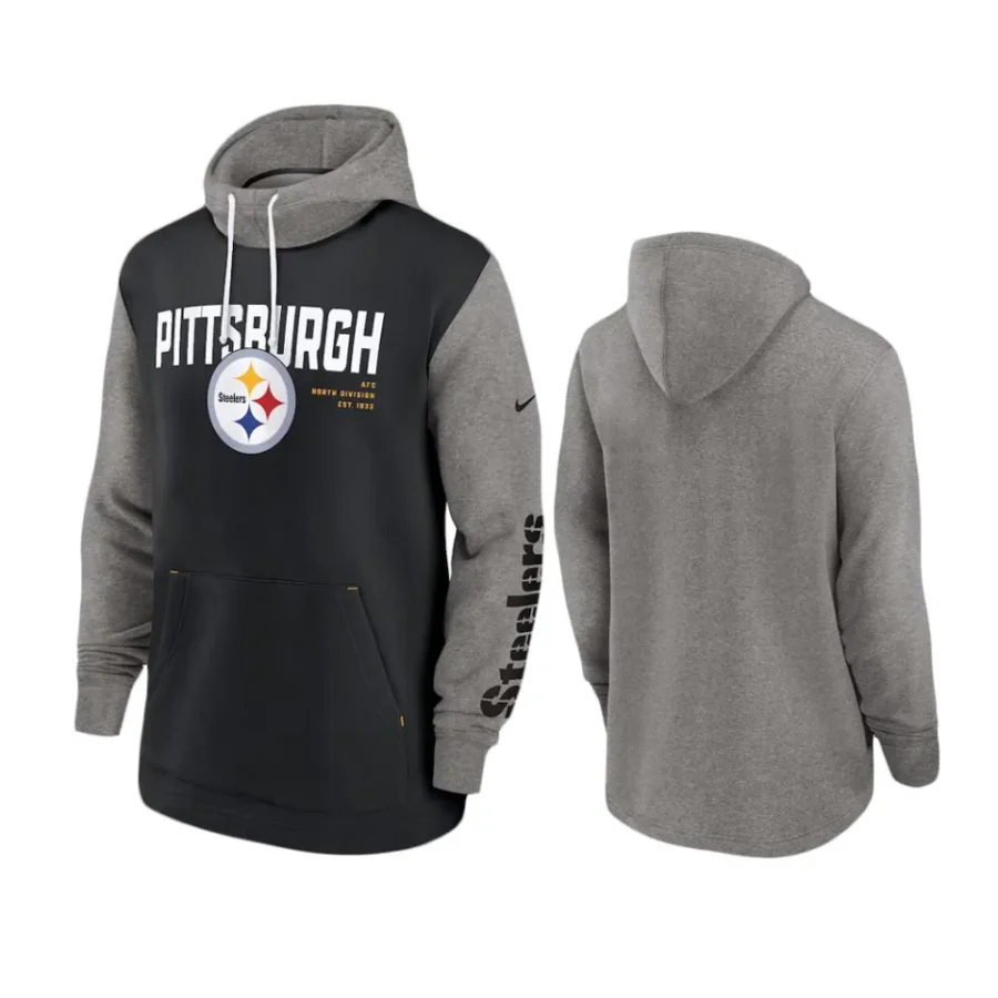 steelers black color block fashion hoodie