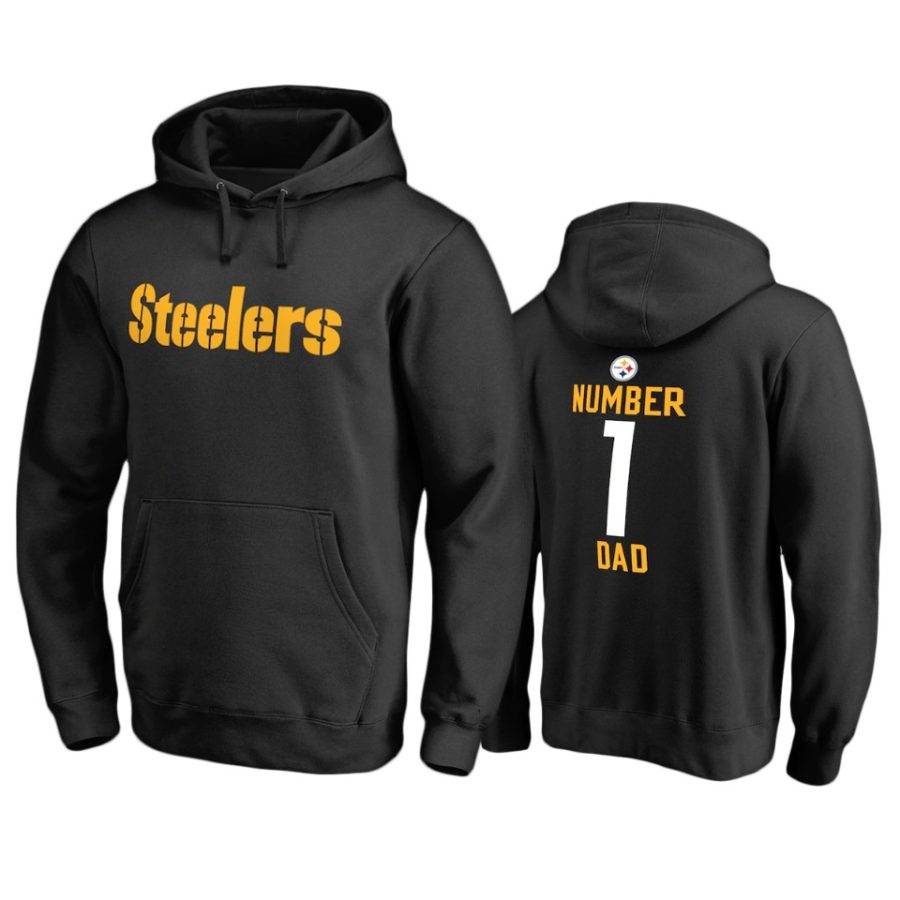 steelers black number 1 dad pullover hoodie