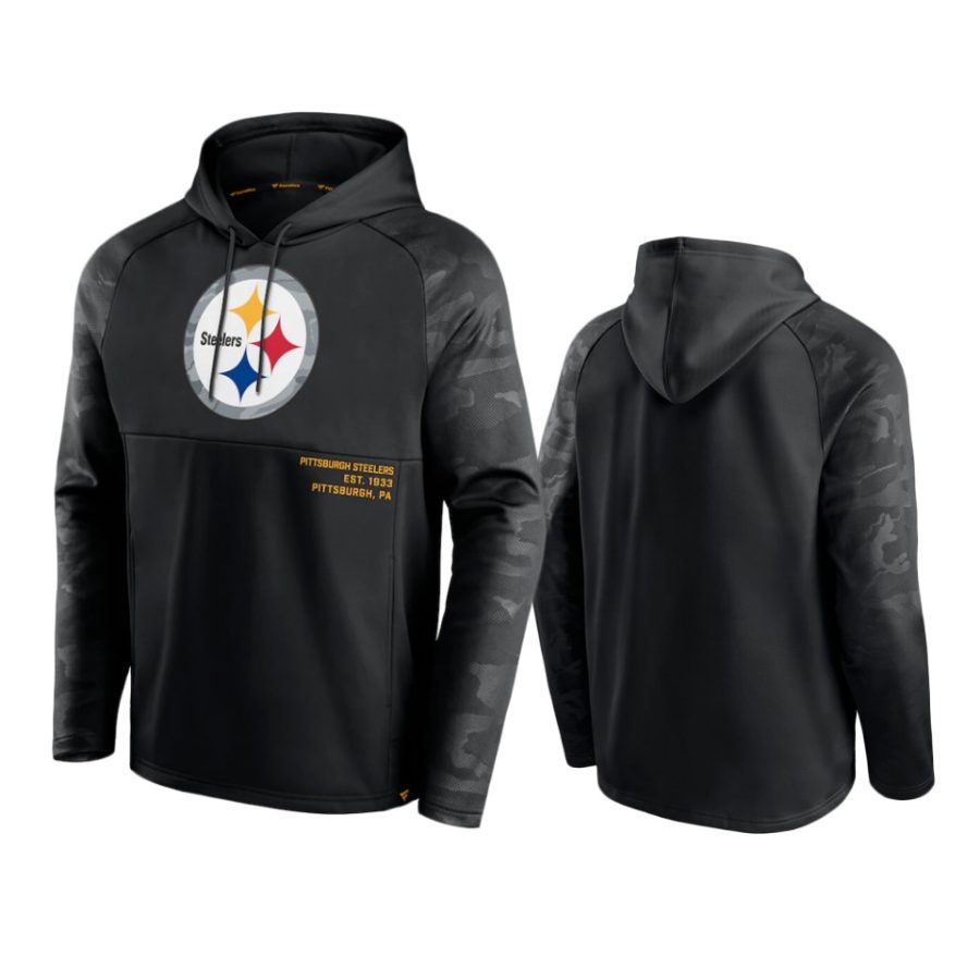 steelers black shade defender raglan pullover hoodie