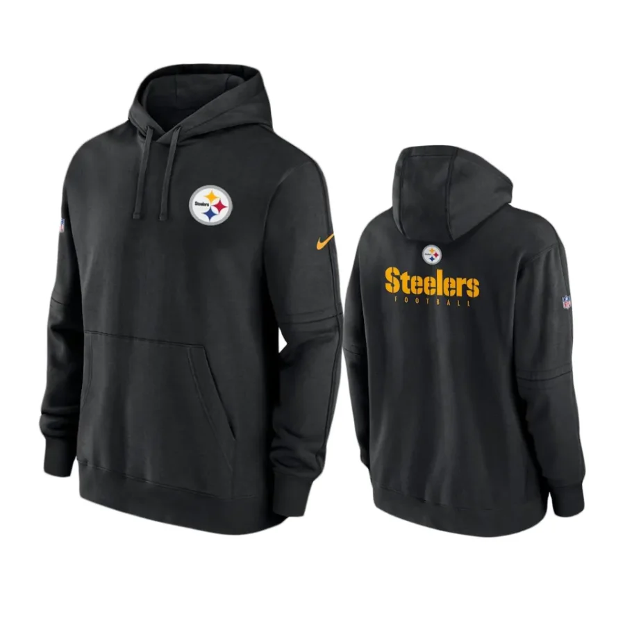 steelers black sideline club fleece hoodie