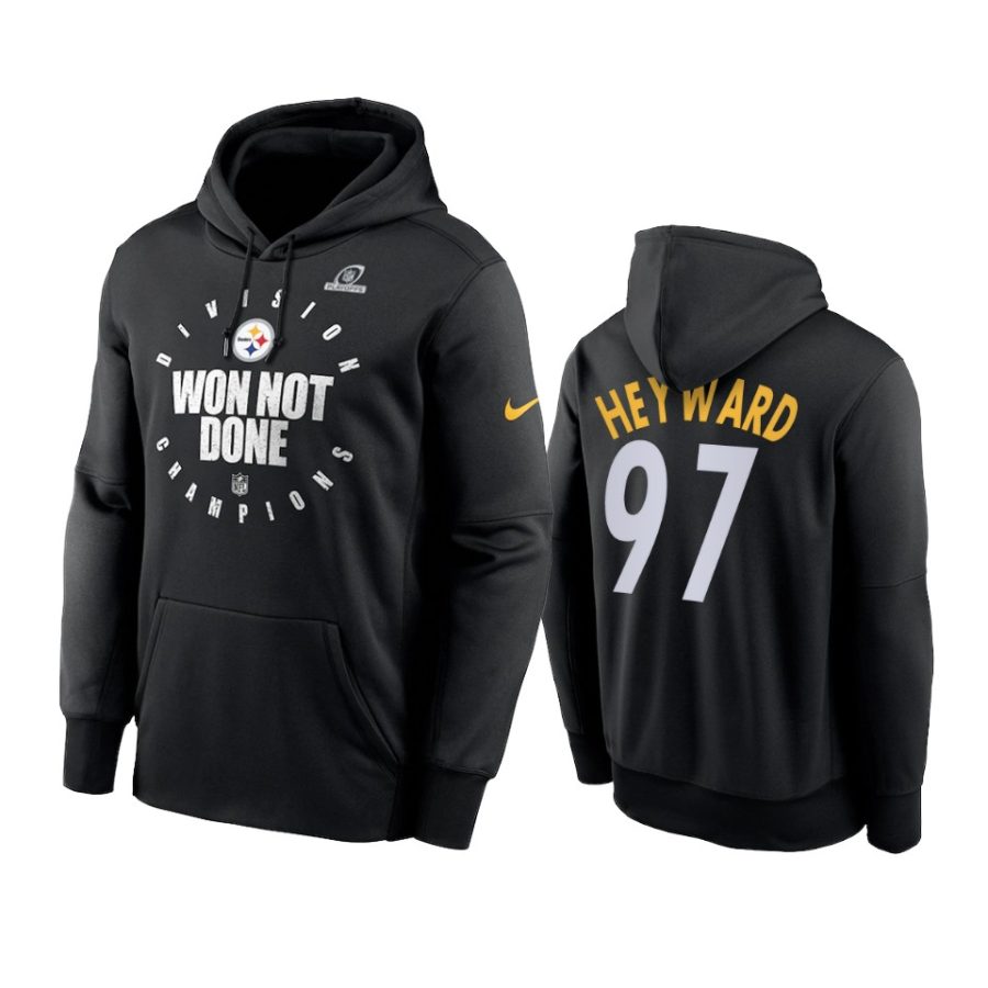 steelers cameron heyward black 2020 afc north division champions hoodie