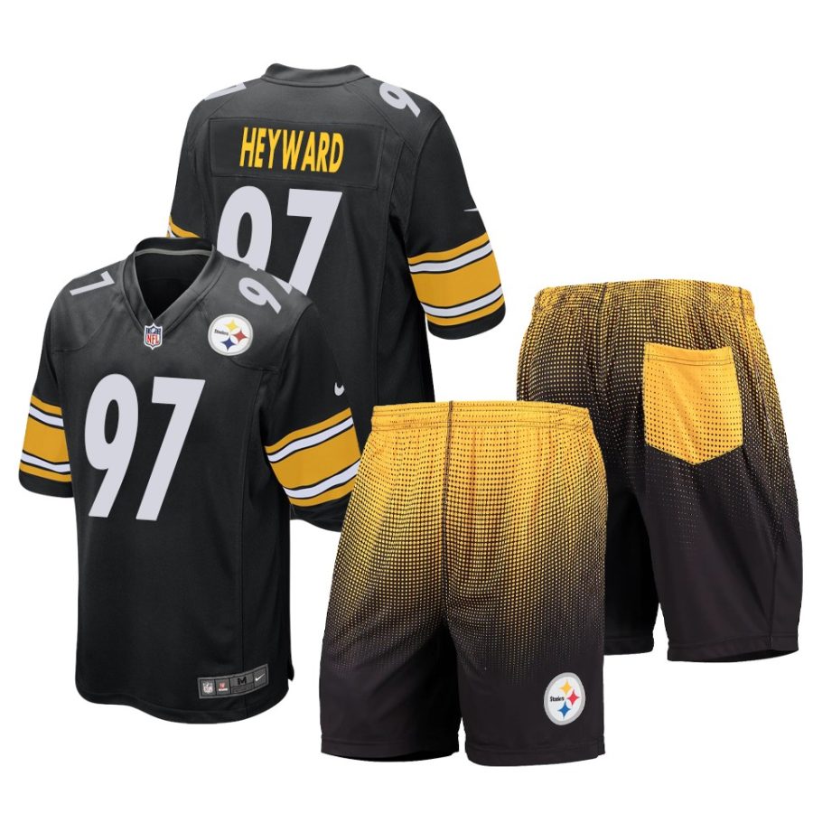 steelers cameron heyward black game shorts jersey