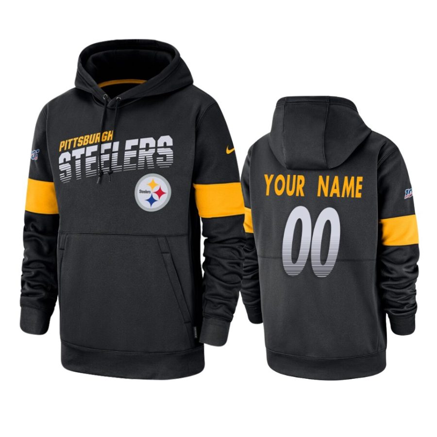 steelers custom black sideline team logo 100th season hoodie