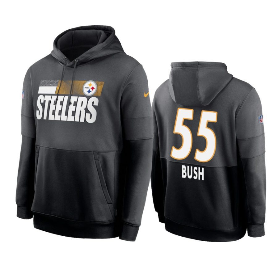 steelers devin bush charcoal black sideline impact lockup hoodie