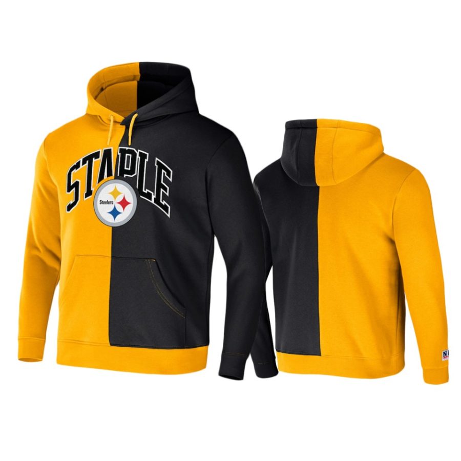 steelers gold staple split logo hoodie