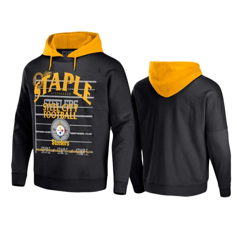 steelers gold staple throwback vintage wash hoodie