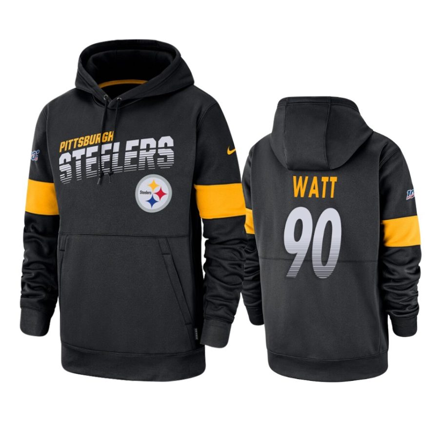 steelers t.j. watt black sideline team logo 100th season hoodie