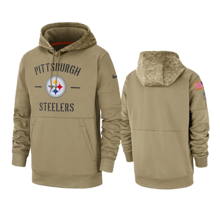 steelers tan 2019 salute to service sideline therma hoodie