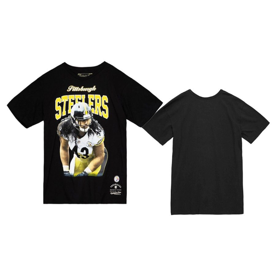 steelers troy polamalu player graphic black sideline t shirt