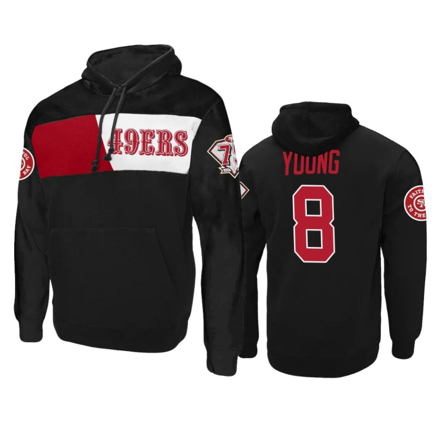 steve young 49ers black 75th anniversary hoodie