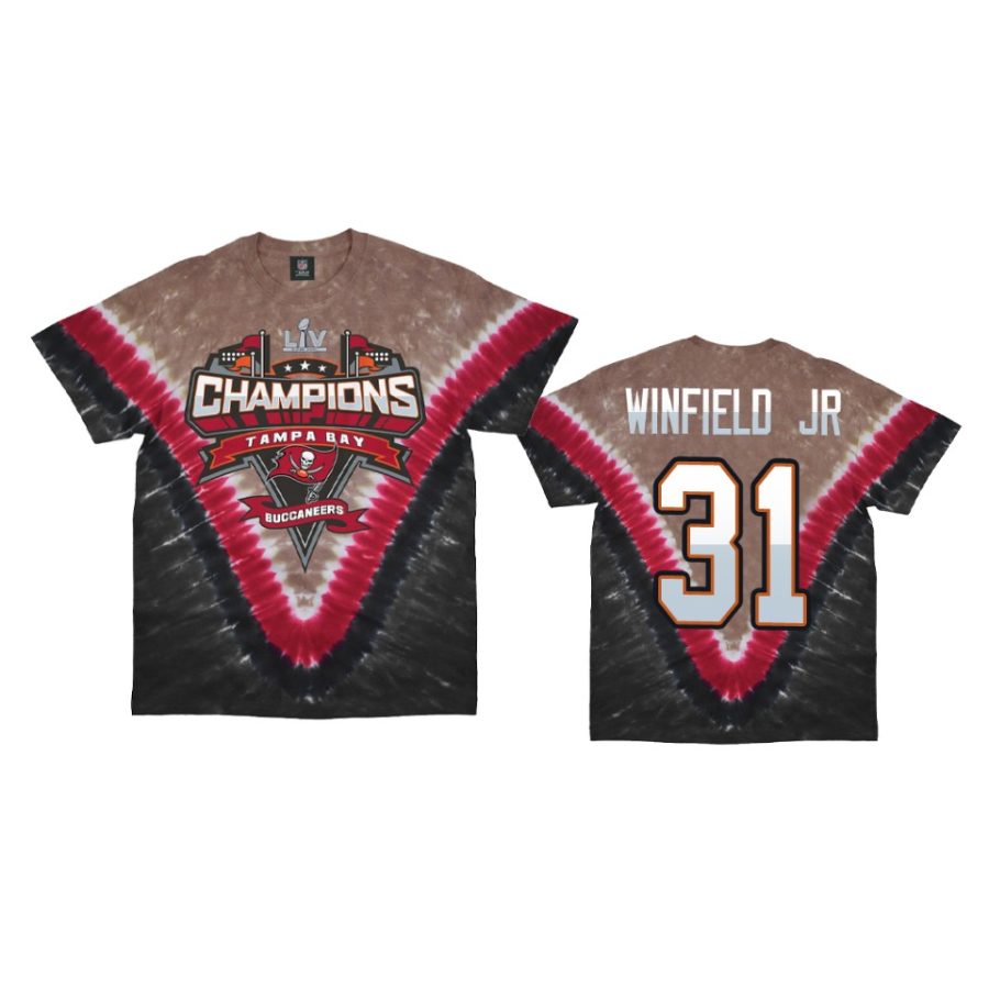 tampa bay buccaneers antoine winfield jr. black super bowl lv champions v dye t shirt