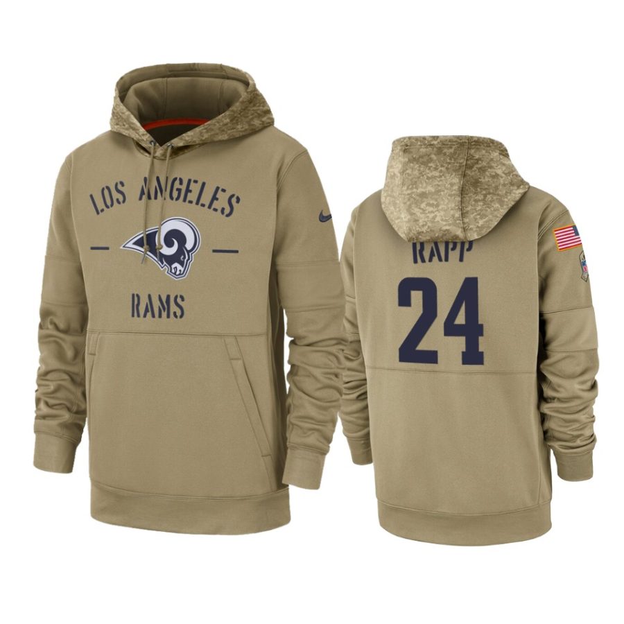 taylor rapp rams tan 2019 salute to service sideline therma hoodie