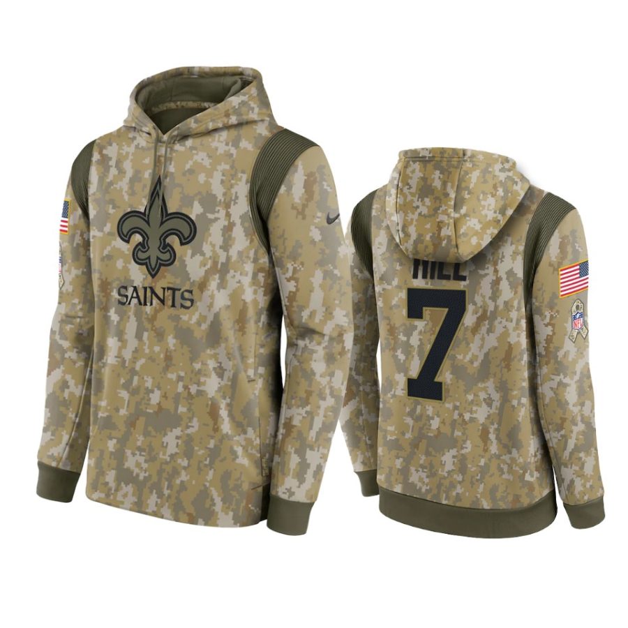 taysom hill saints camo 2021 salute to service therma hoodie