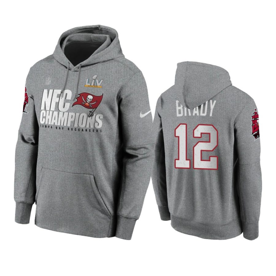 tom brady buccaneers gray 2020 nfc champions hoodie