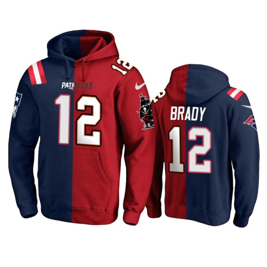 tom brady buccaneers navy red split hoodie