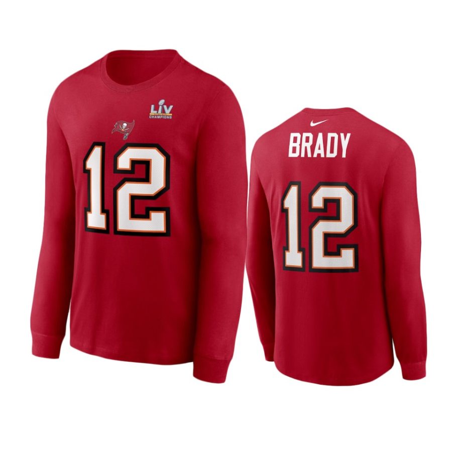 tom brady tampa bay buccaneers red super bowl lv champions long sleeve t shirt