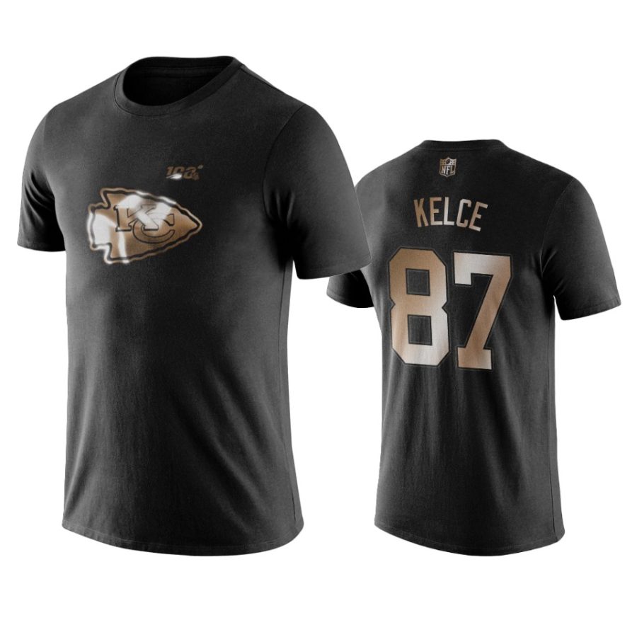 travis kelce chiefs black golden 100th season t shirt