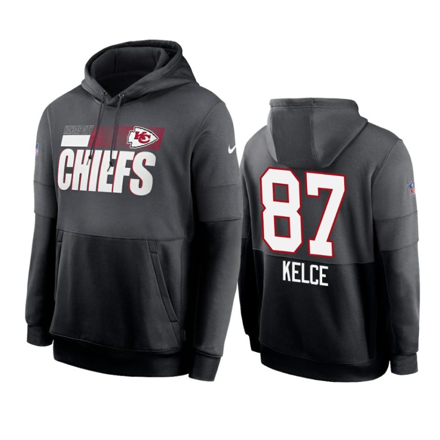 travis kelce chiefs charcoal black sideline impact lockup hoodie