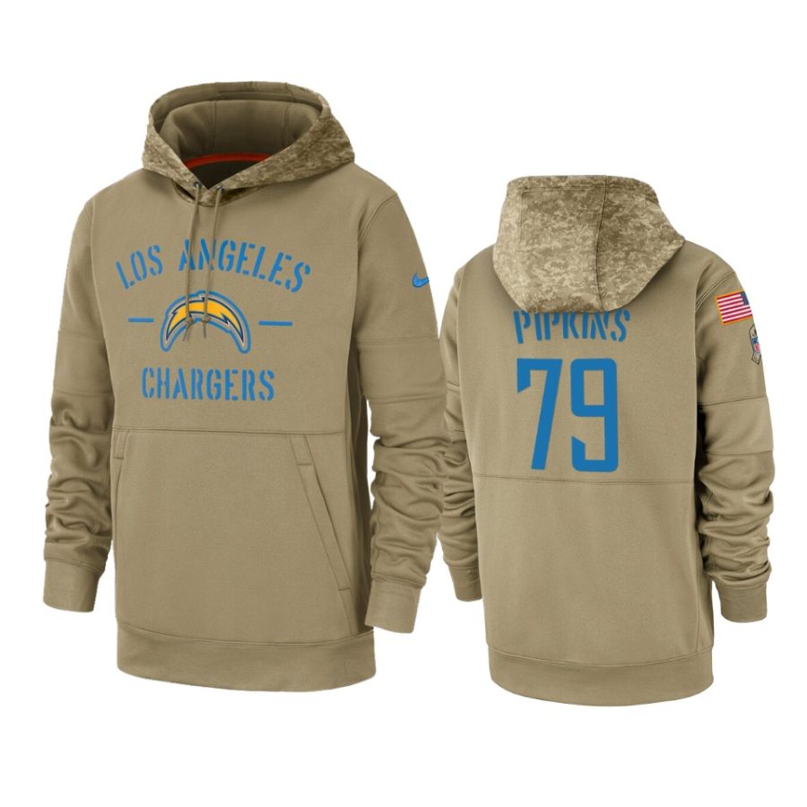 trey pipkins chargers tan 2019 salute to service sideline therma hoodie