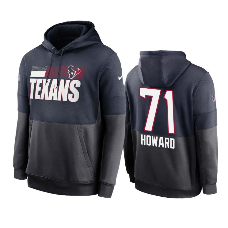 tytus howard texans navy charcoal sideline impact lockup hoodie