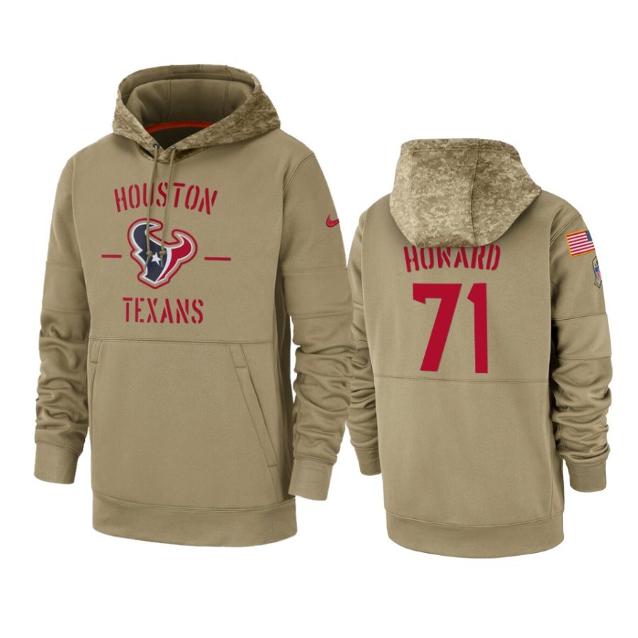 tytus howard texans tan 2019 salute to service sideline therma hoodie