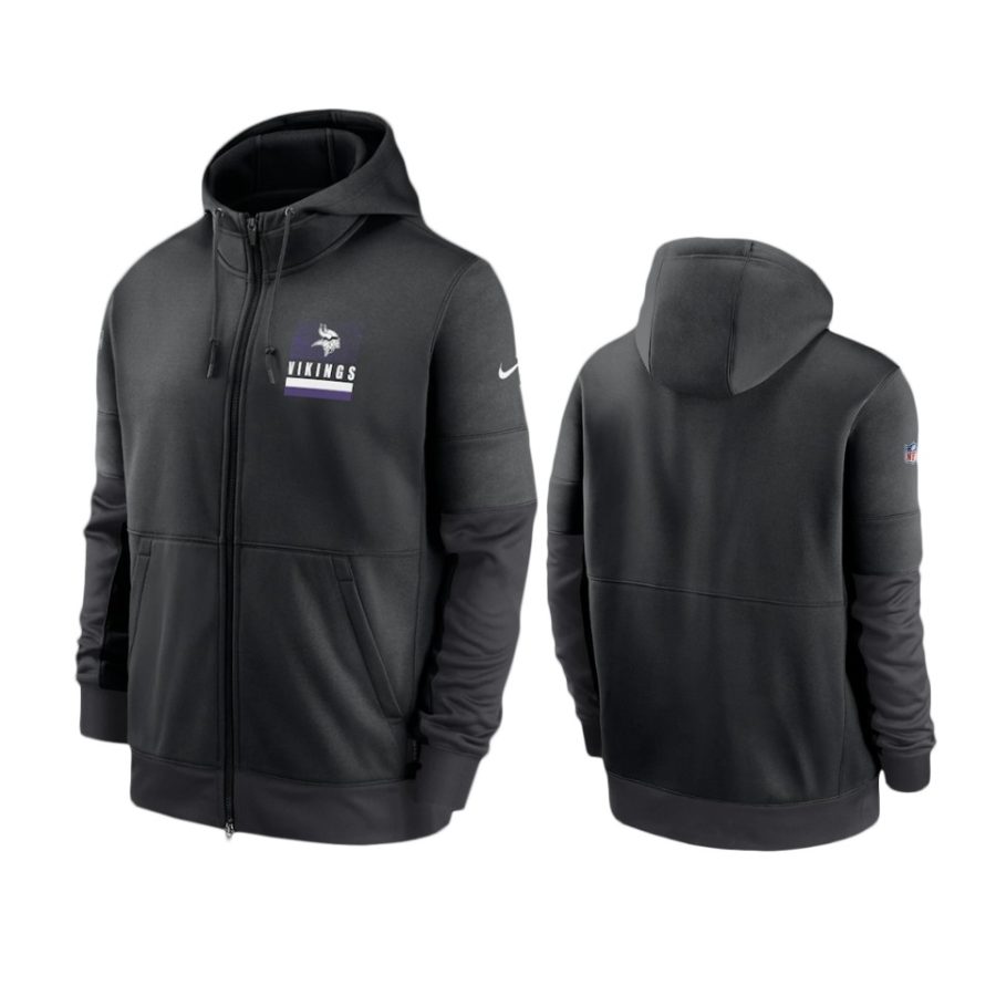 vikings black sideline impact lockup full zip hoodie