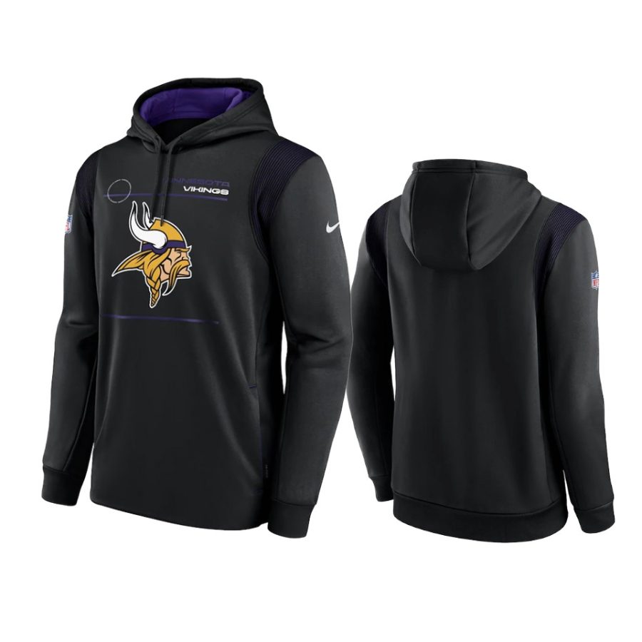 vikings black sideline logo performance hoodie