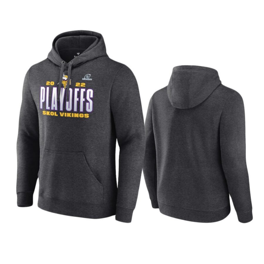 vikings charcoal 2022 nfl playoffs our time hoodie