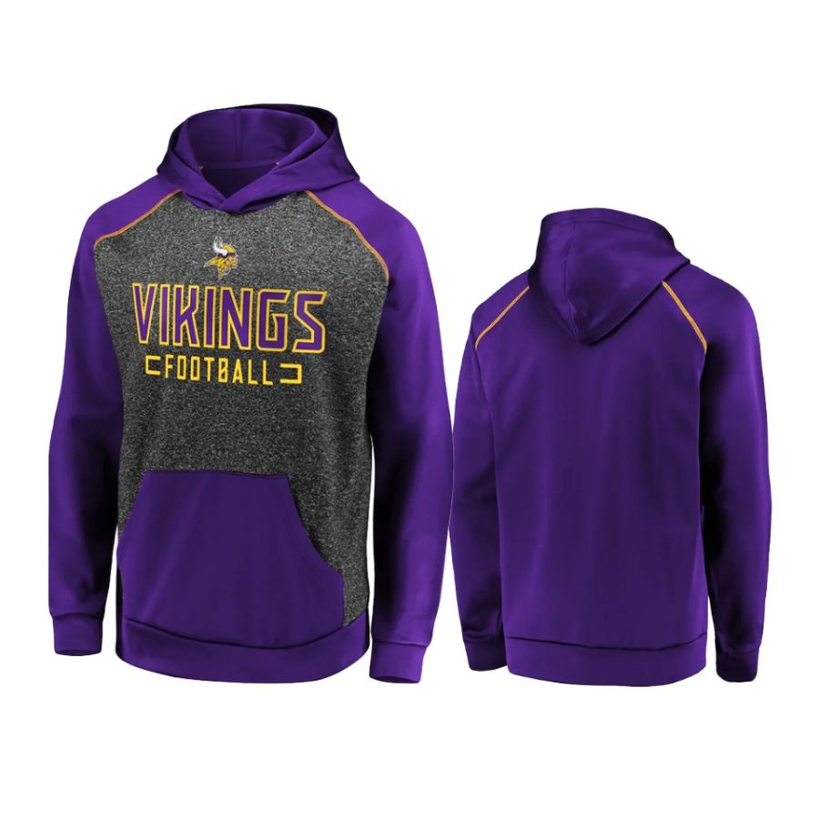 vikings charcoal purple game day ready chiller fleece pullover hoodie