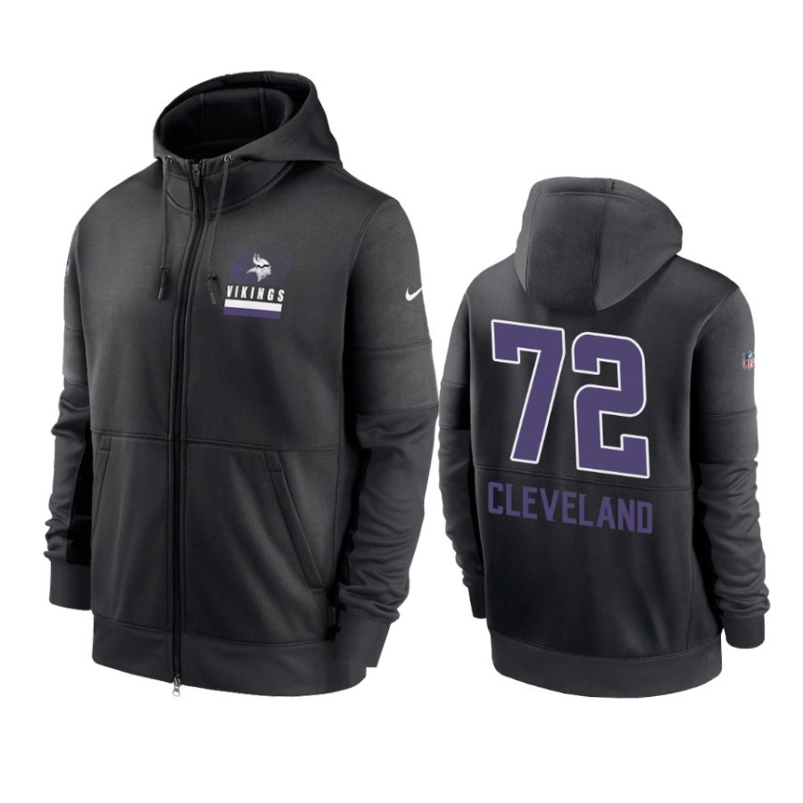 vikings ezra cleveland black sideline impact lockup hoodie