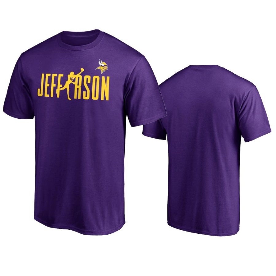 vikings justin jefferson player graphic purple checkdown t shirt