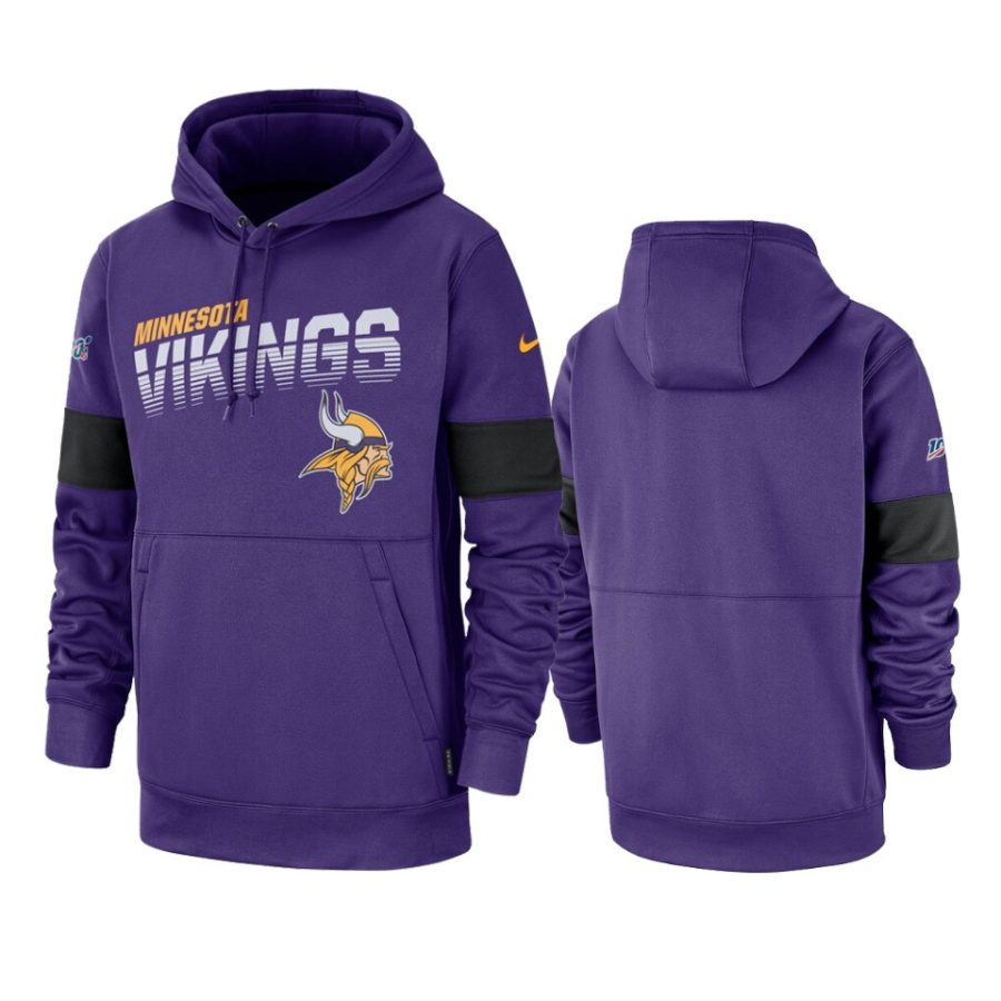 vikings purple 100th season sideline team logo hoodie