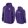 vikings purple sideline club fleece hoodie