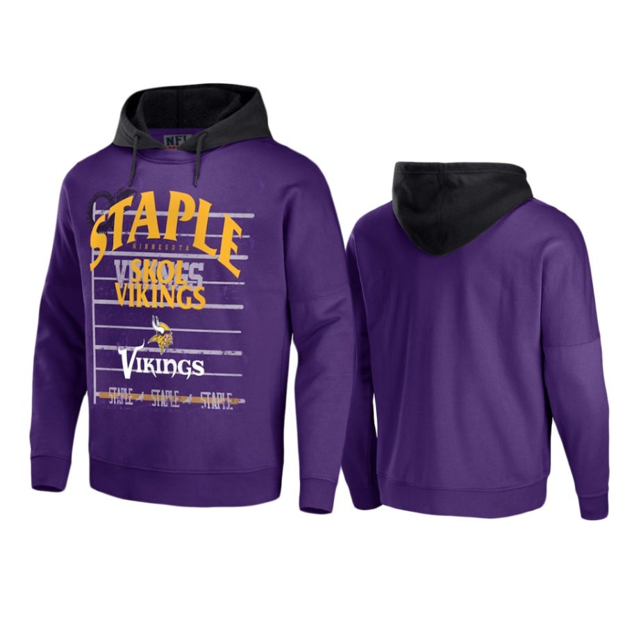 vikings purple staple throwback vintage wash hoodie