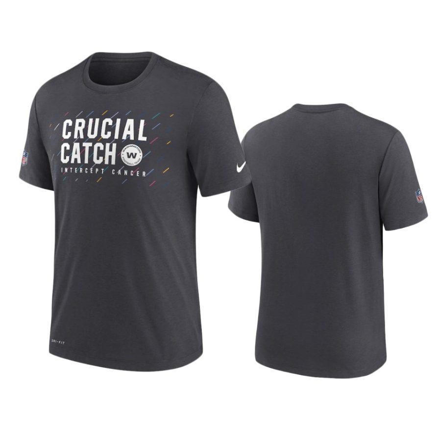 washington football team charcoal 2021 nfl crucial catch performance t shirt