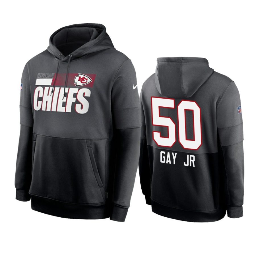 willie gay jr. chiefs charcoal black sideline impact lockup hoodie