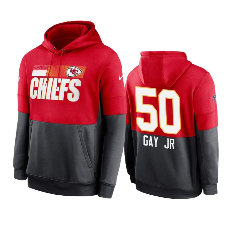 willie gay jr. chiefs red charcoal sideline impact lockup hoodie