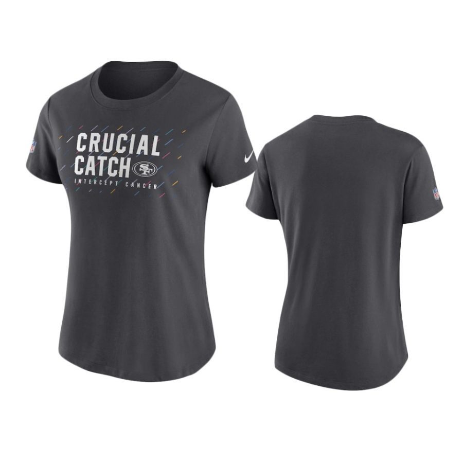 women 49ers anthracite 2021 nfl crucial catch t shirt